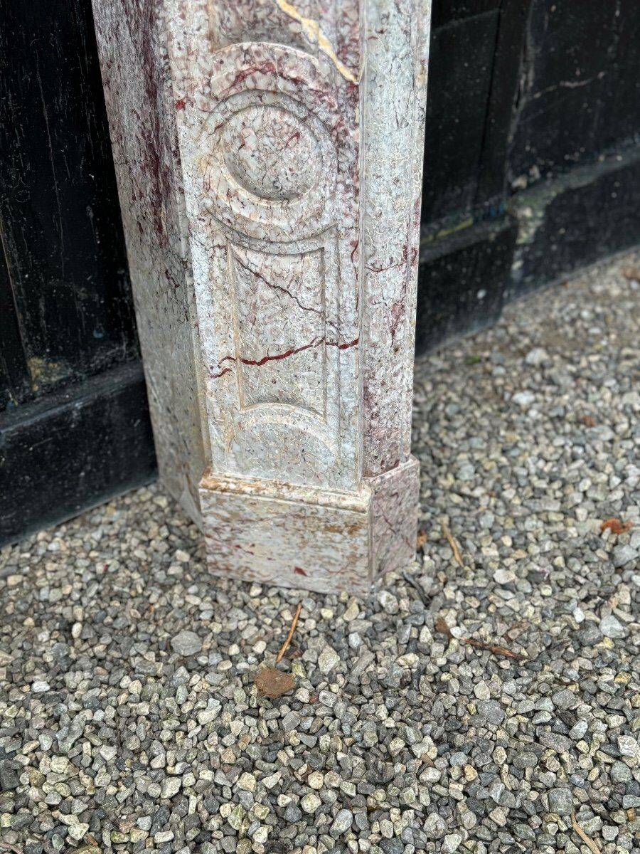 Louis XV Pompadour style fireplace in pink marble circa 1900
