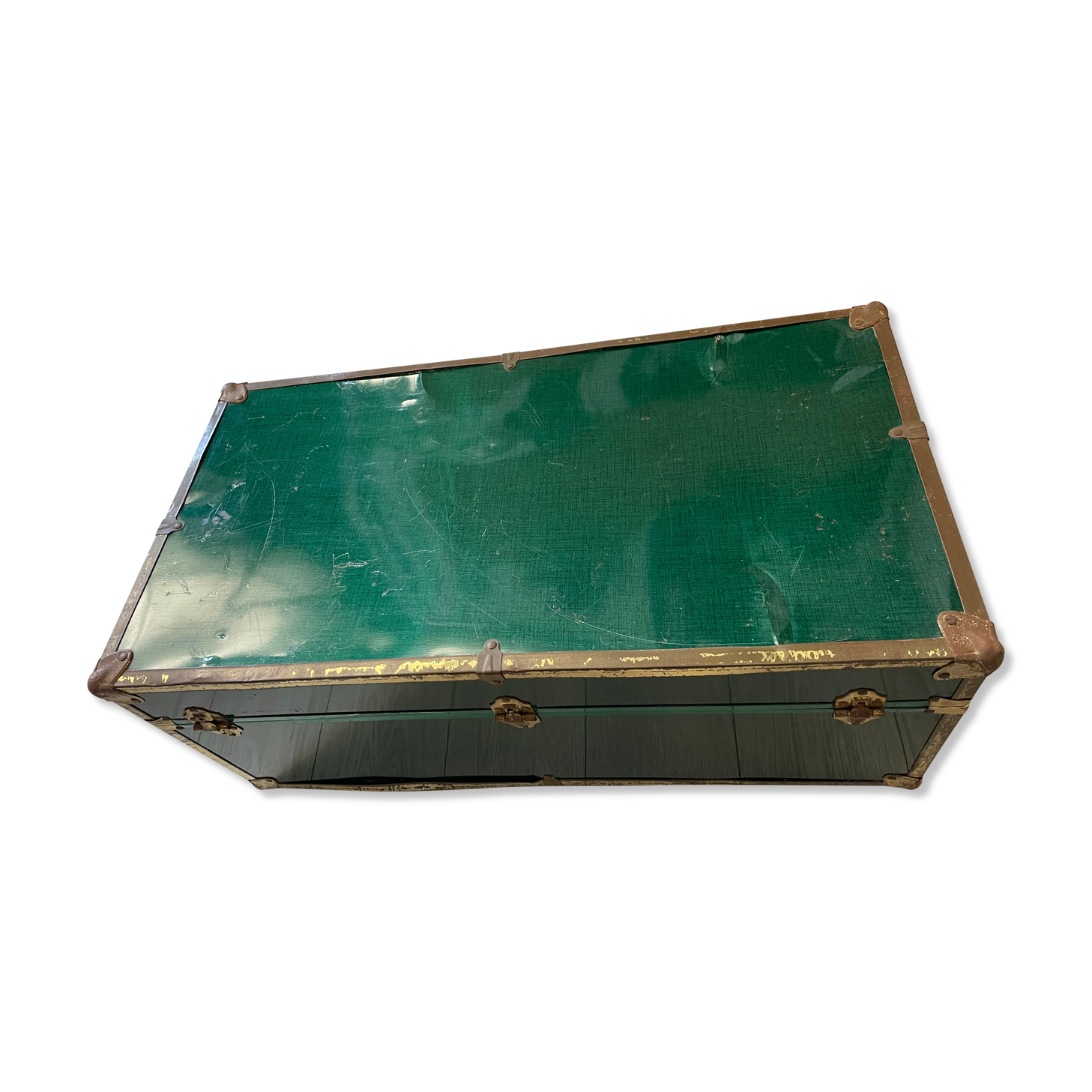 Green vintage suitcase A&R Luggage MFG GO