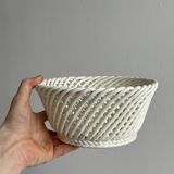White woven ceramic basket