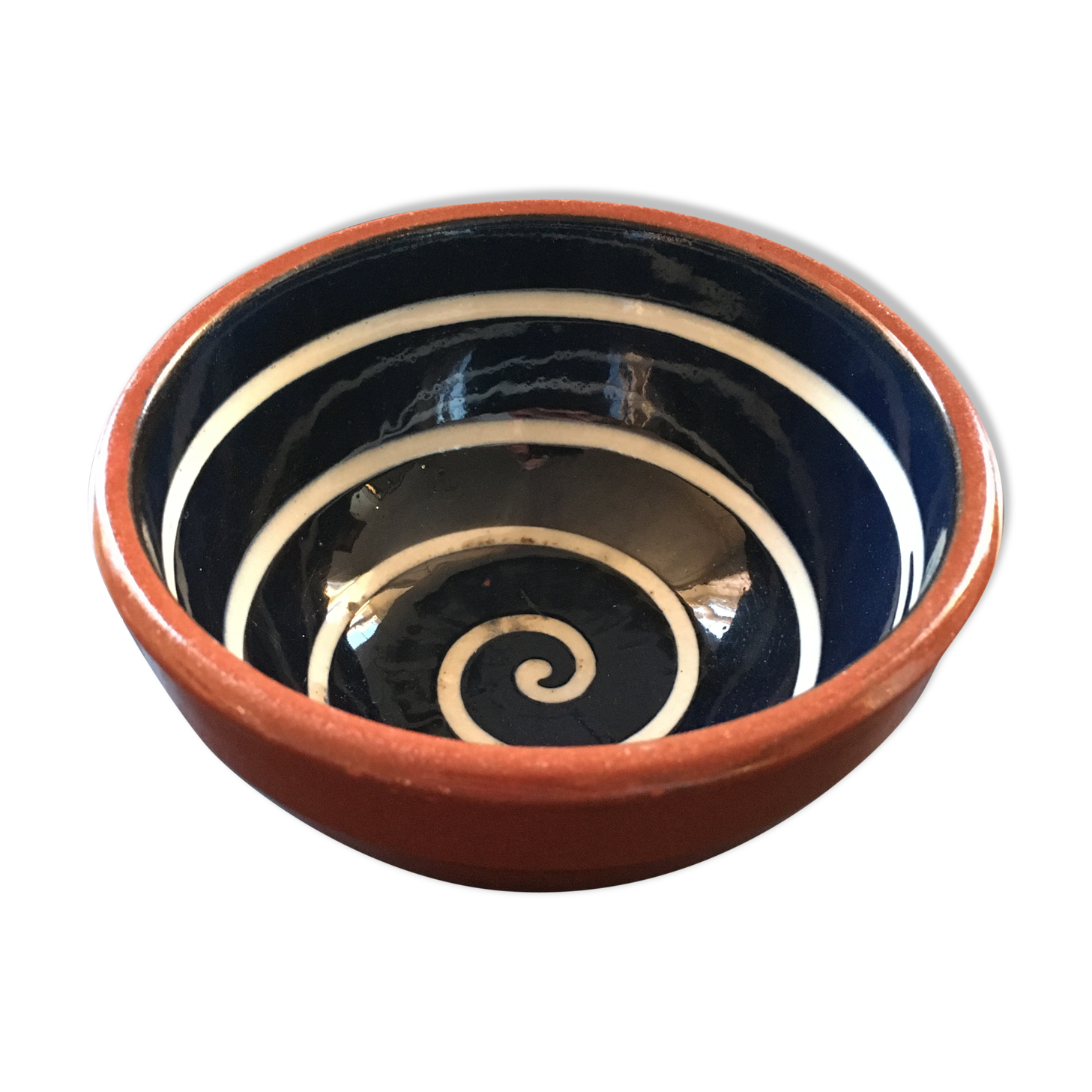 Blue spiral decoration bowl