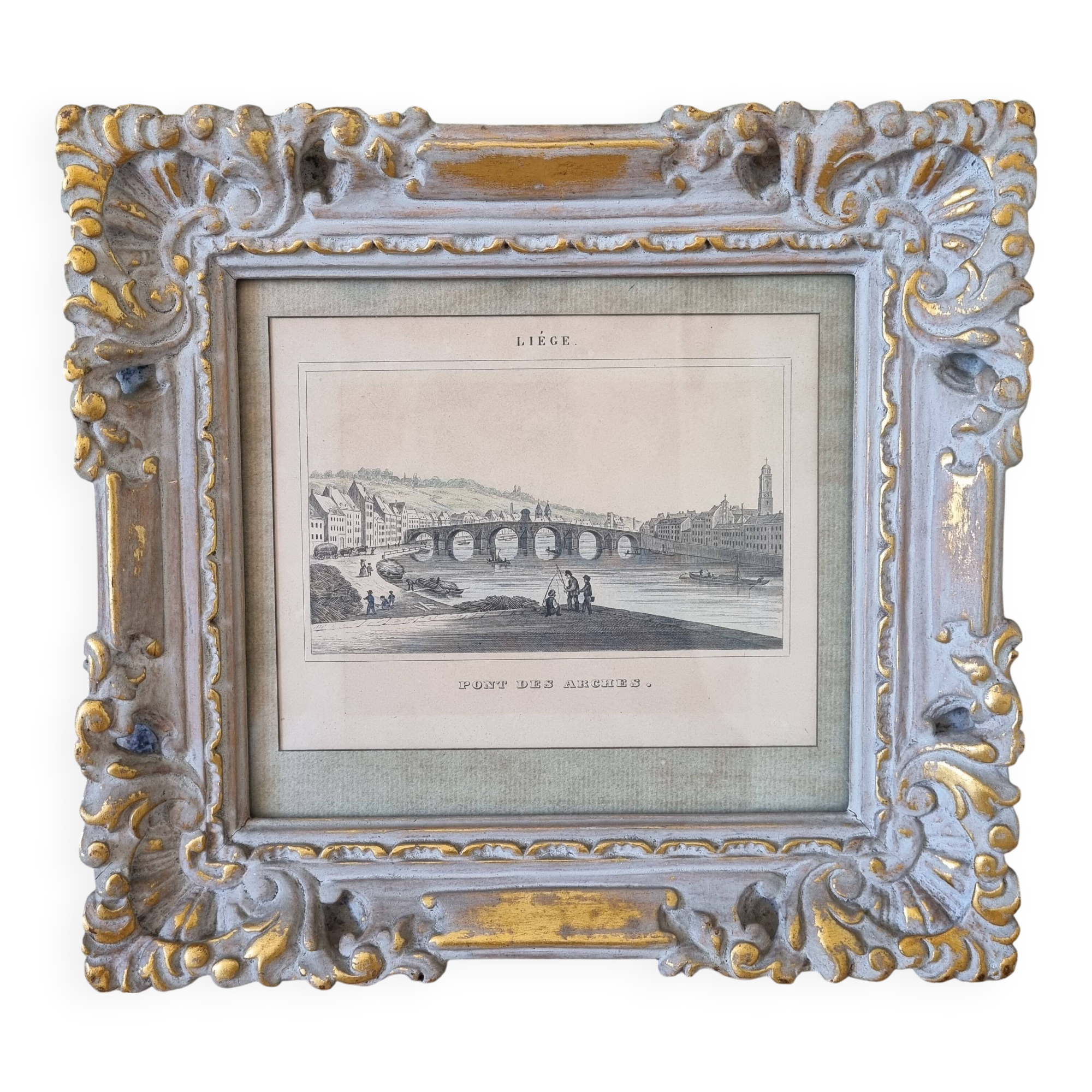 Painting in old patinated wooden frame