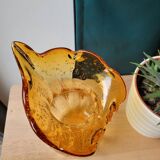Vase en verre bullé orange
