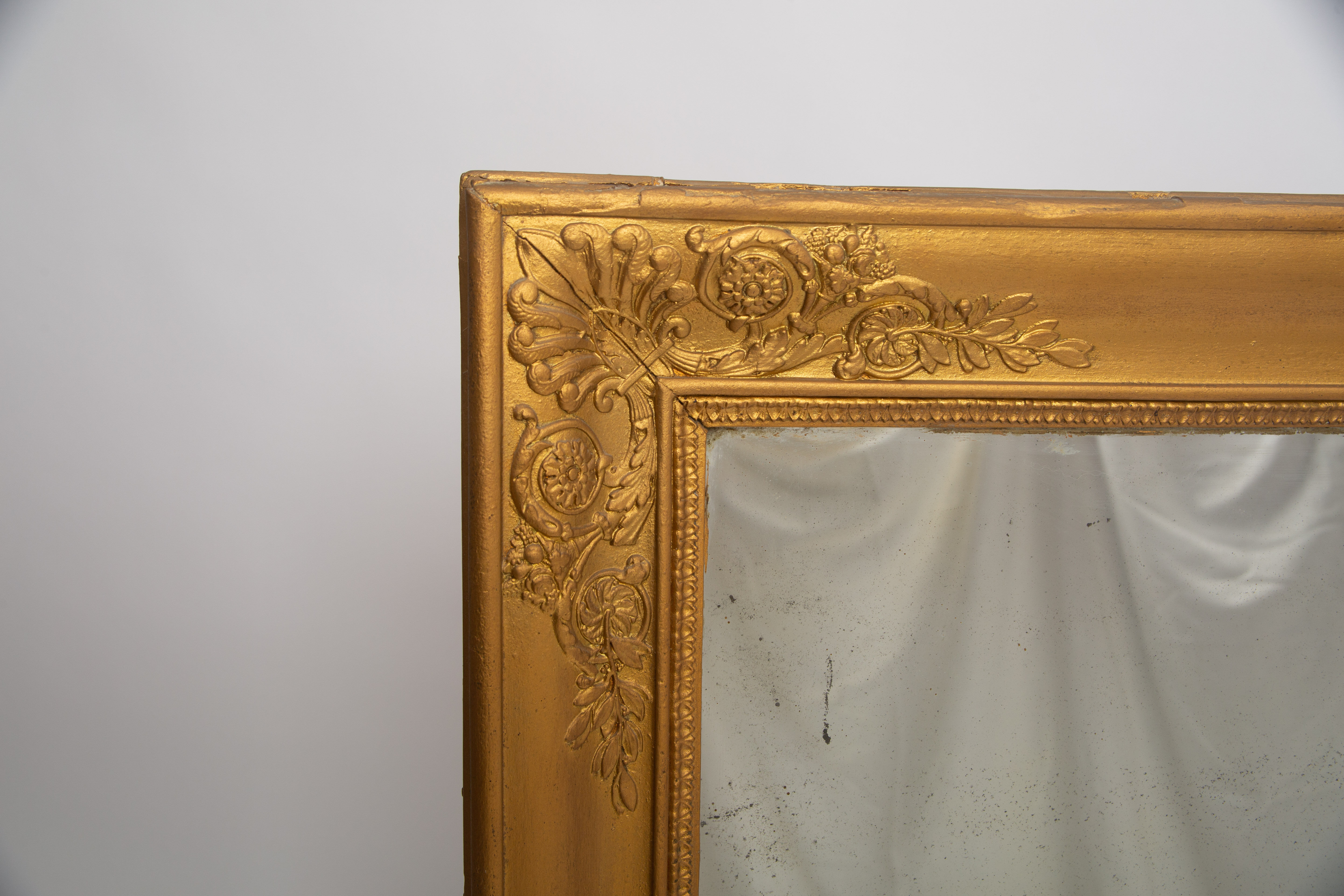 Old golden mirror floral decoration 19th 100cm