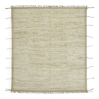 Handwoven Turkish Rustic 261 cm x 299 cm Beige Wool Carpet