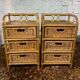 Pair of vintage rattan bedside tables from the 70s