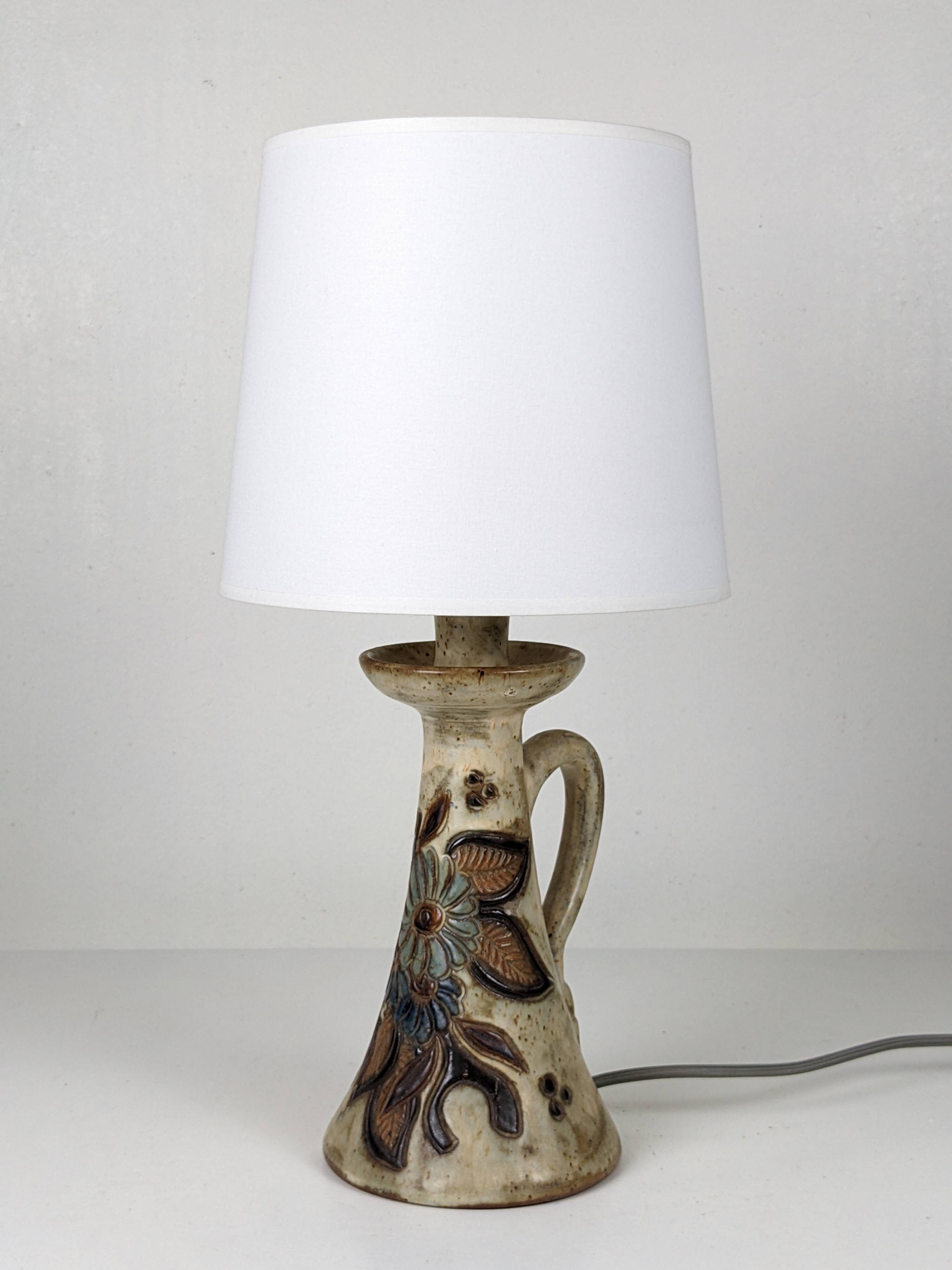 Pair of Bouffioulx sandstone candle lamps signed Dubois - 1970s