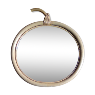 Apple shaped rattan mirror 32x34cm