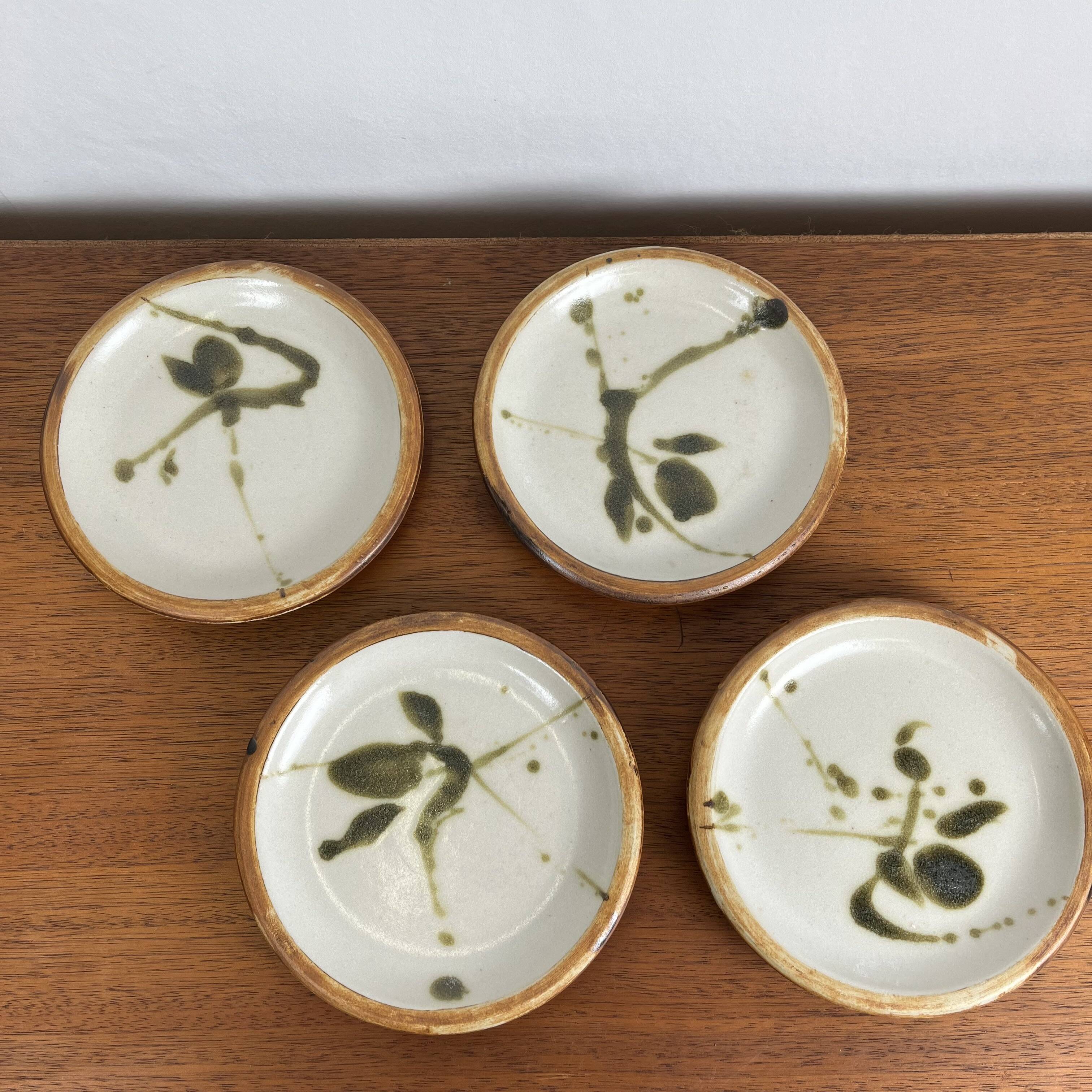 Set of 4 bread plates "La Colombe", 1950/60, Madeleine Brault