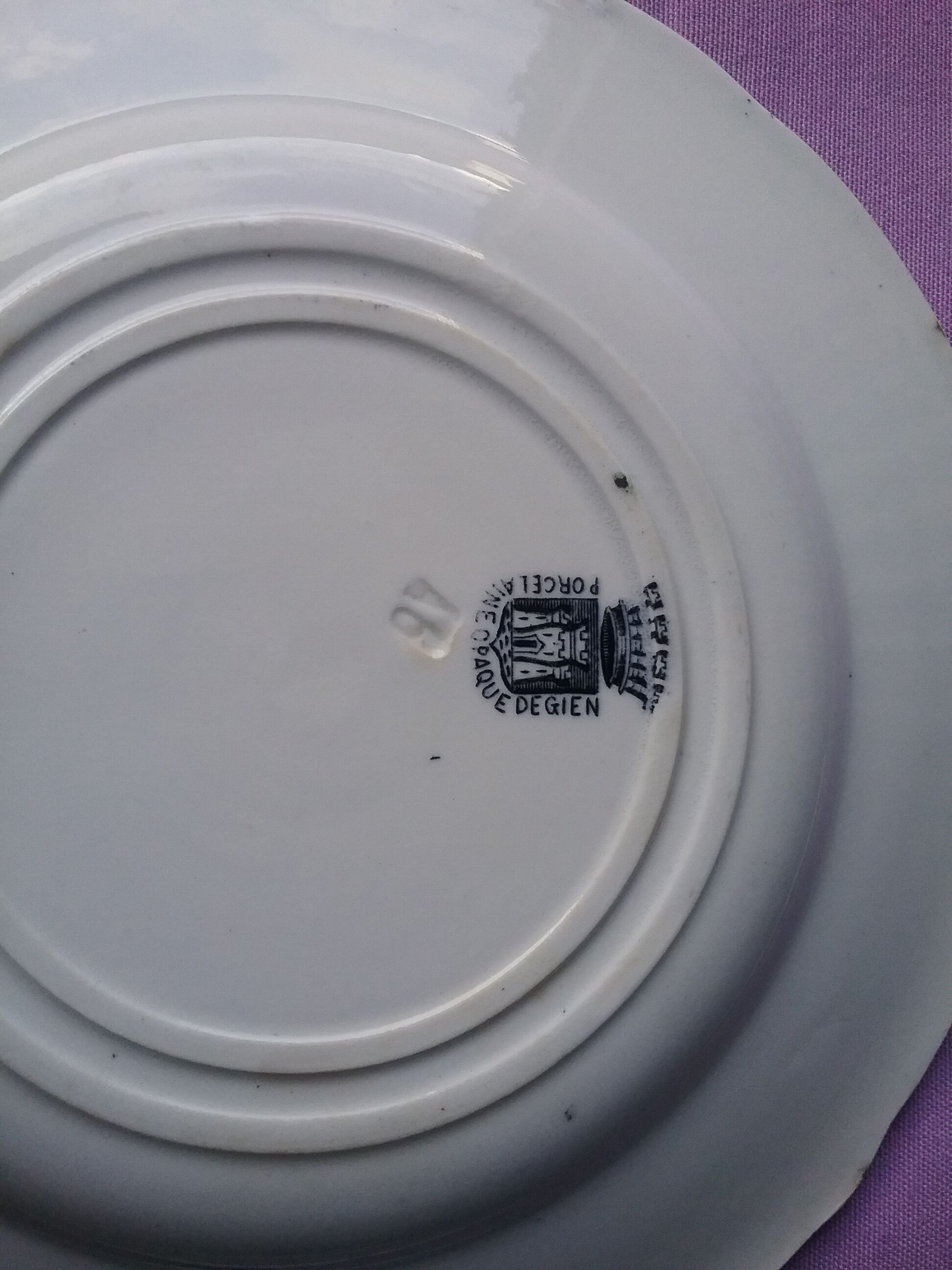 4 Gien opaque porcelain speaking plates 20 cm in diameter, theme a wedding in the countryside