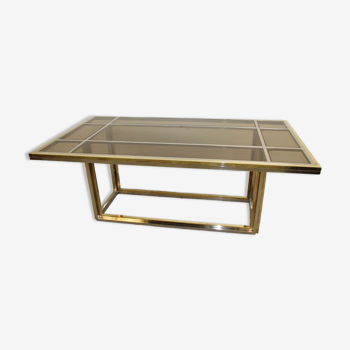 Dining table in chrome-plated steel and brass by Romeo Rega circa 1970