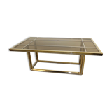 Dining table in chrome-plated steel and brass by Romeo Rega circa 1970