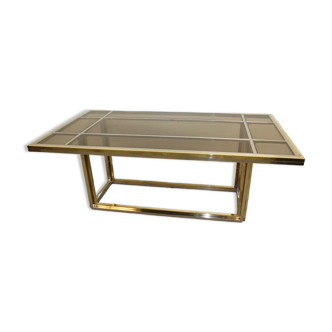 Dining table in chrome-plated steel and brass by Romeo Rega circa 1970