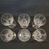 6 anciennes flûtes à champagne en cristal taillé