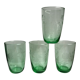 Set of 4 green glass water glasses engraved yeards 50-60