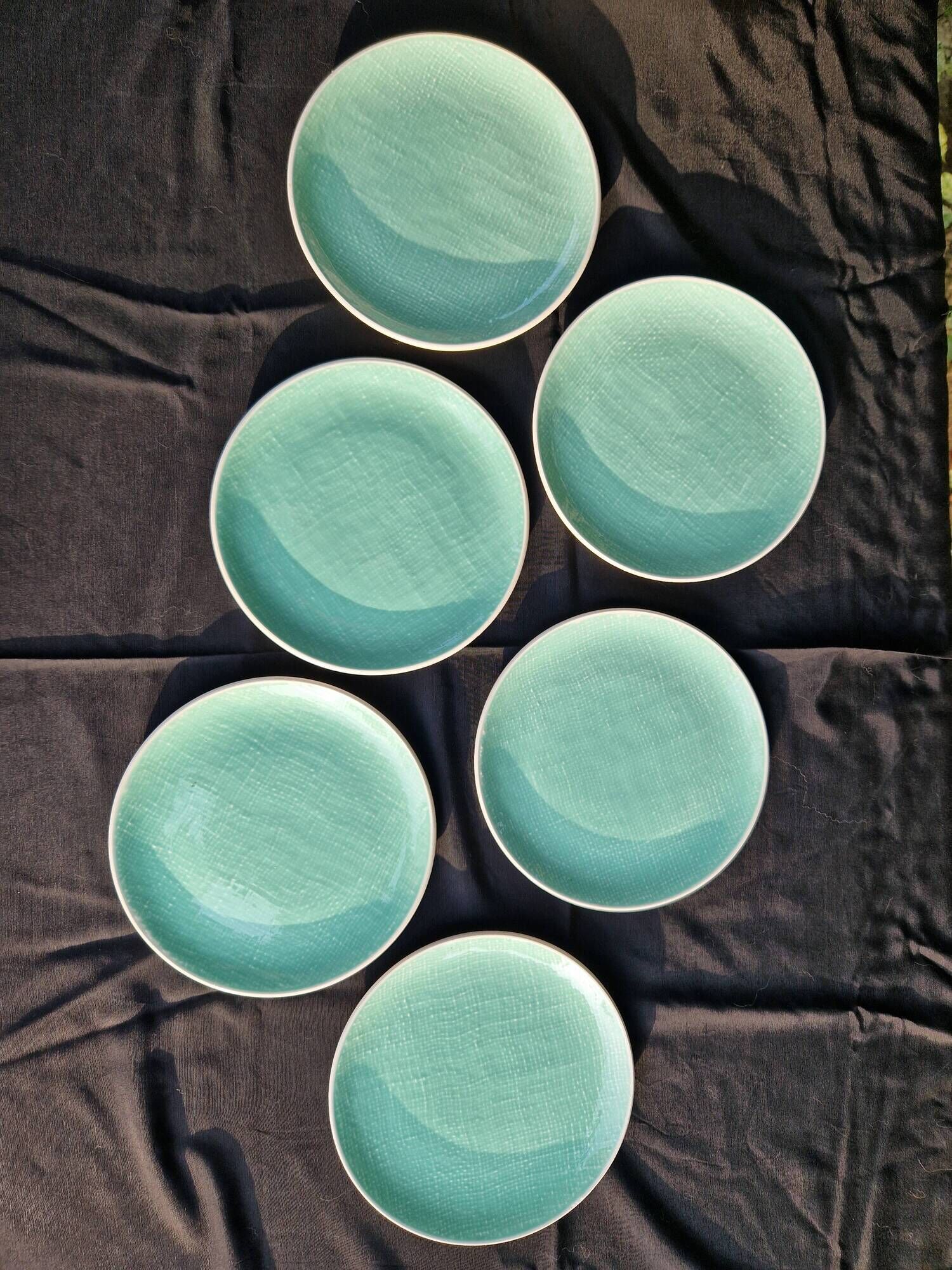 Set of 6 SALINS Deauville dessert plates, GREEN model