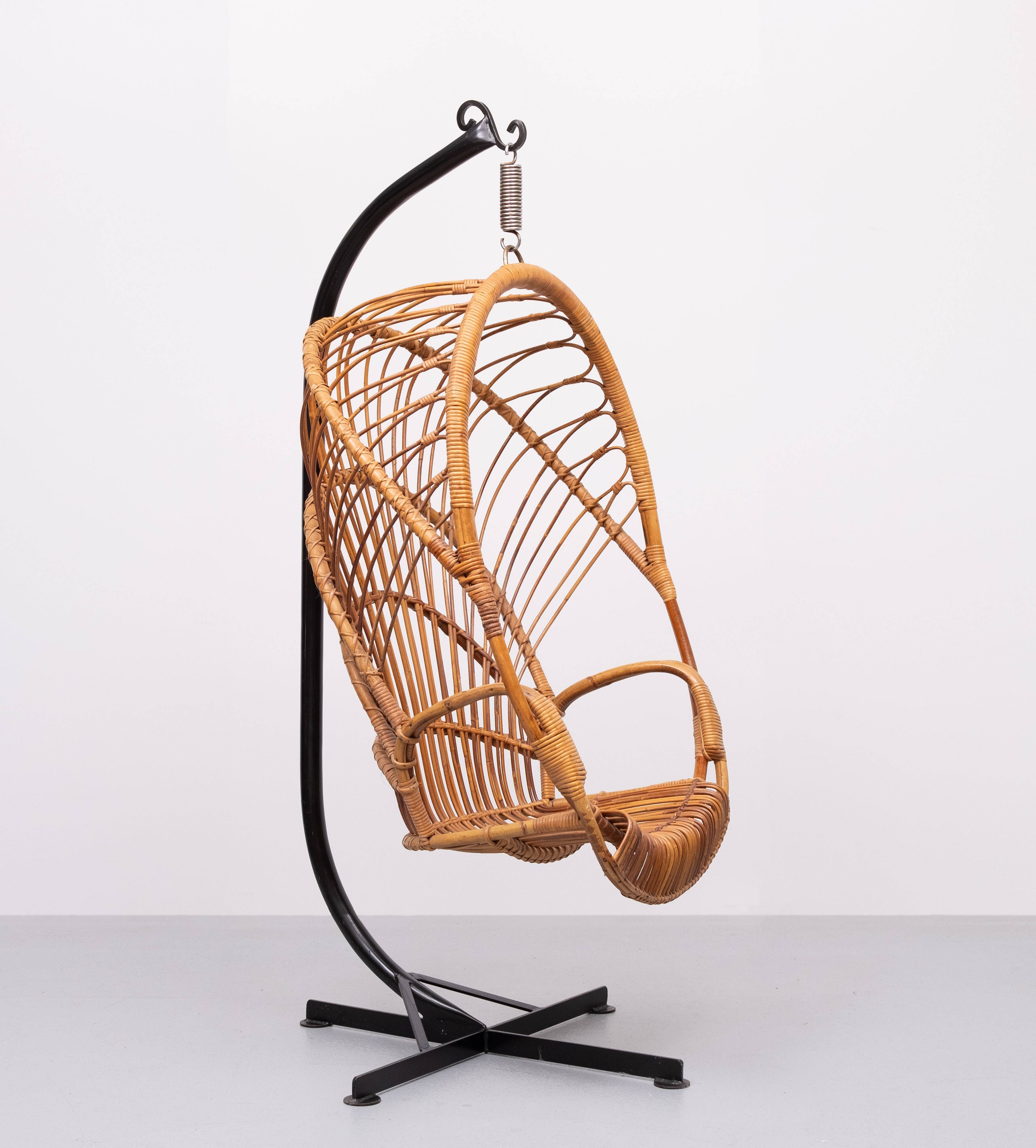 Rattan Hanging Chair by Rohe Noordwolde Holland 1960s