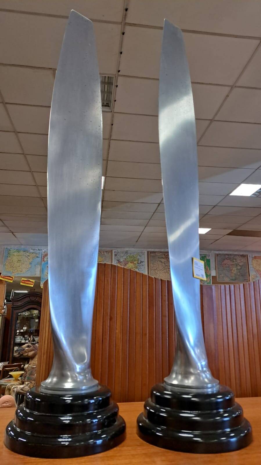 Pair of aircraft design blades on supports