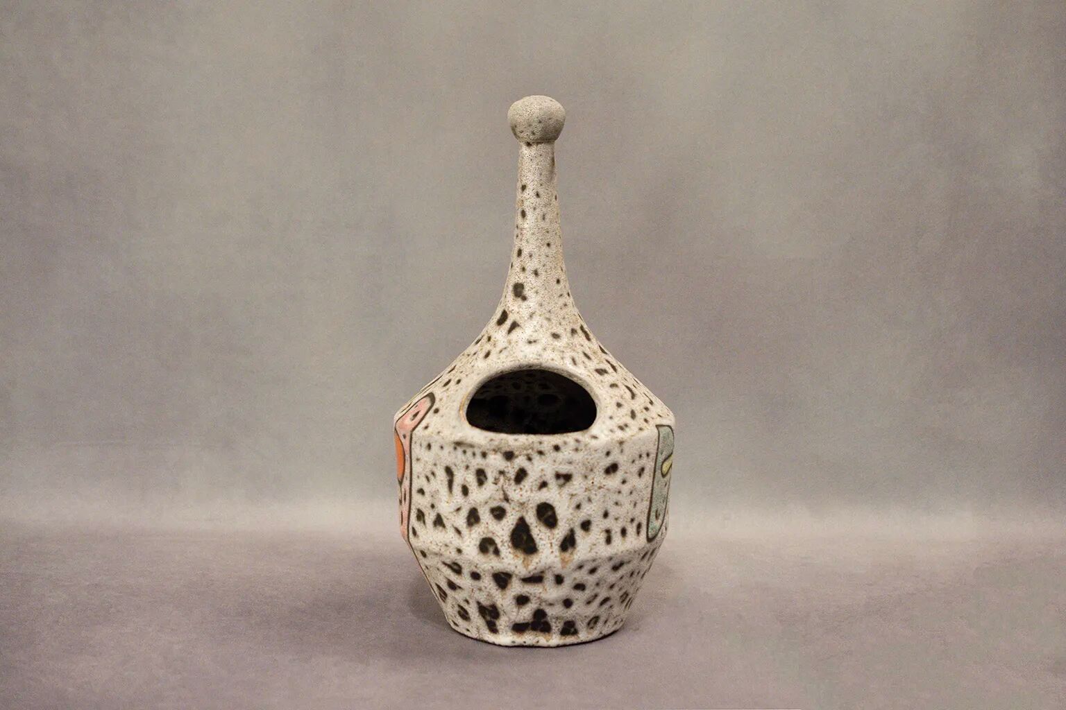 Verseuse fat lava décor abstrait Marius Bessone Vallauris - Mid-century 60