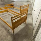 Pair of 1960 Scandinavian twin beds in solid beech