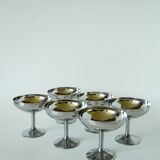 Set of 6 large stainless steel bowls, Tall, Design, 1970, 10 x 10 cm