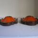 Ensemble de 2 lampes allemandes orange de mur en céramique de la lave de la 1960 / 70s