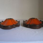 Ensemble de 2 lampes allemandes orange de mur en céramique de la lave de la 1960 / 70s