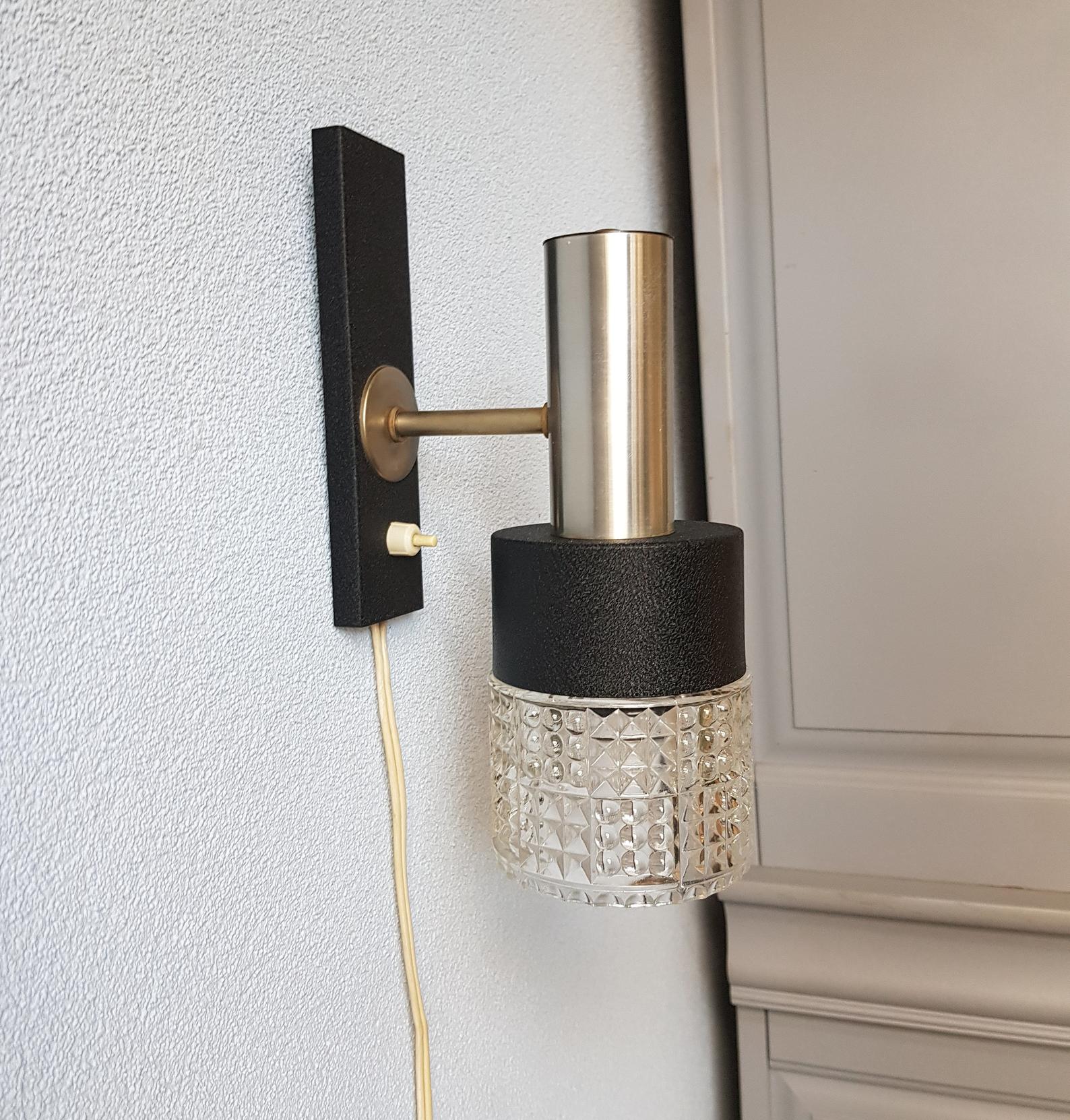 60s chrome design wall apply with Philips Space Age glass blind