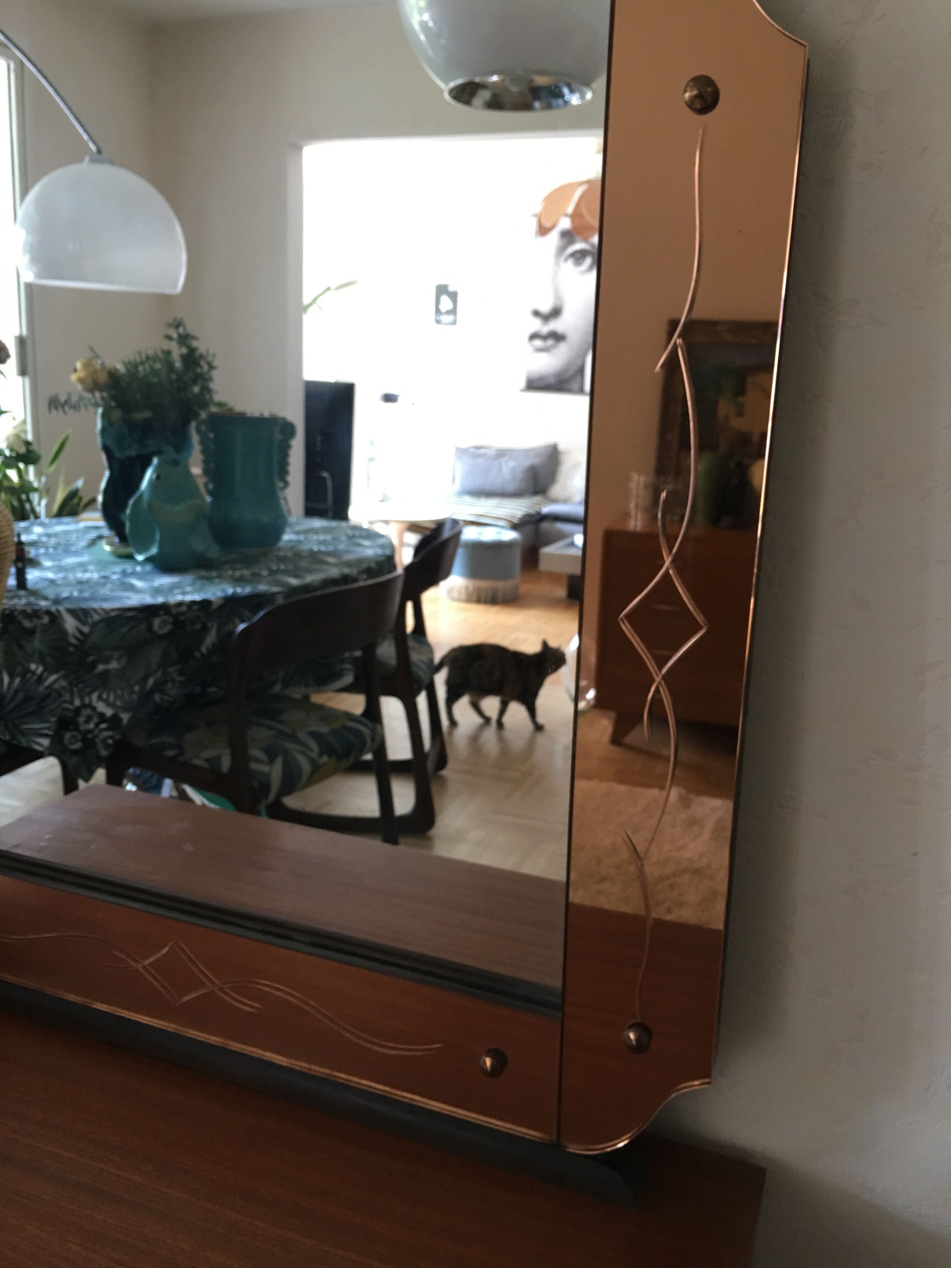 Venetian mirror art deco pink 77x101cm