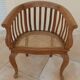 2 Colonial armchairs in natural solid wood with cane seats