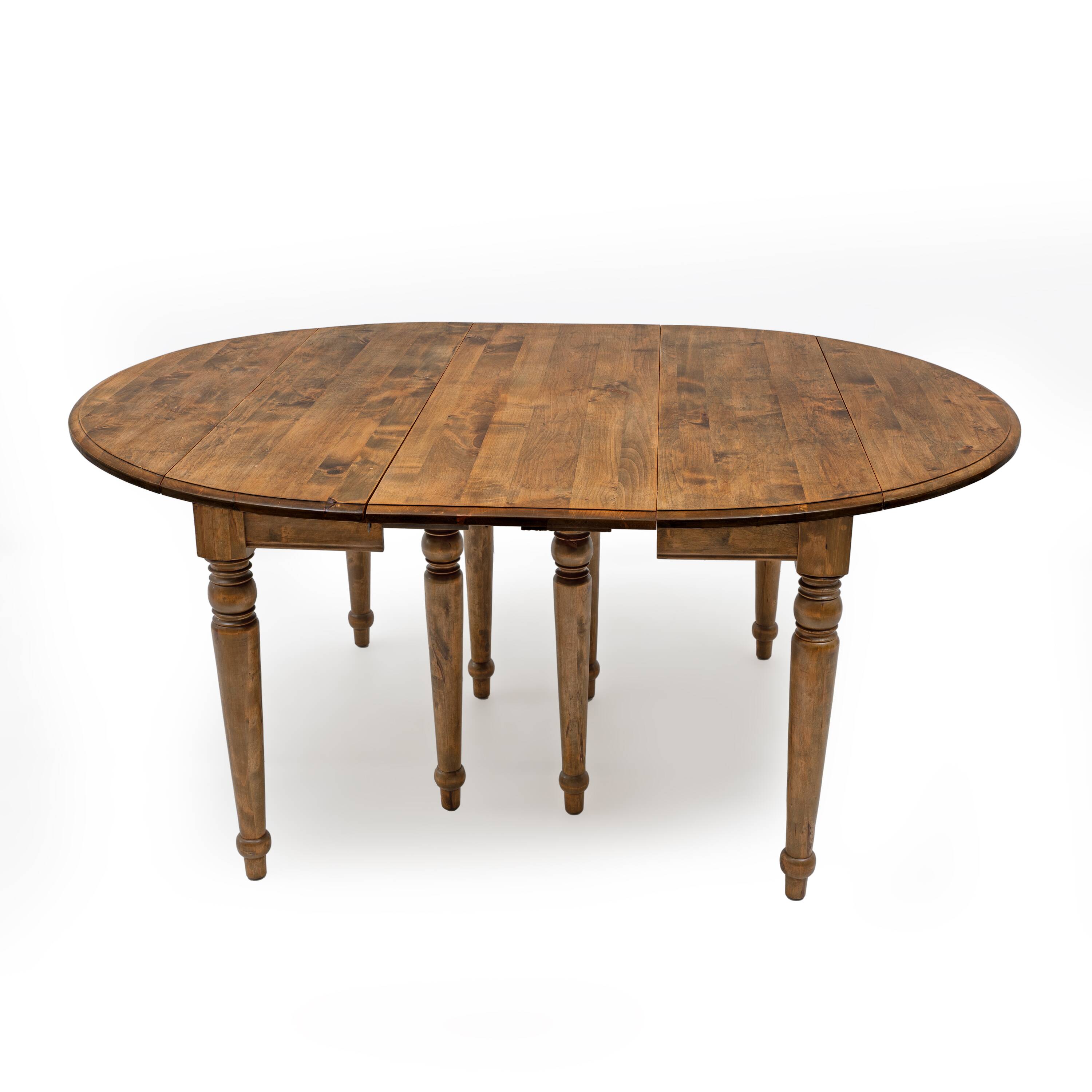 19th Century Tuscan Elm Extendable Round Dining Table with Five Leaves