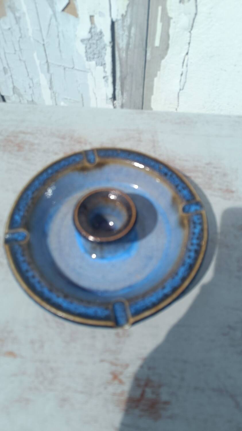 Bougeoir artisanal en grès émaillé