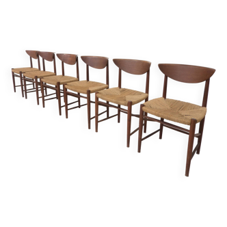 Mid-Century Set of 6 Chairs Model 316 by Peter Hvidt & Orla Mølgaard Nielsen for Søborg Møbelfabrik