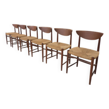 Mid-Century Set of 6 Chairs Model 316 by Peter Hvidt & Orla Mølgaard Nielsen pour Søborg Møbelfabrik