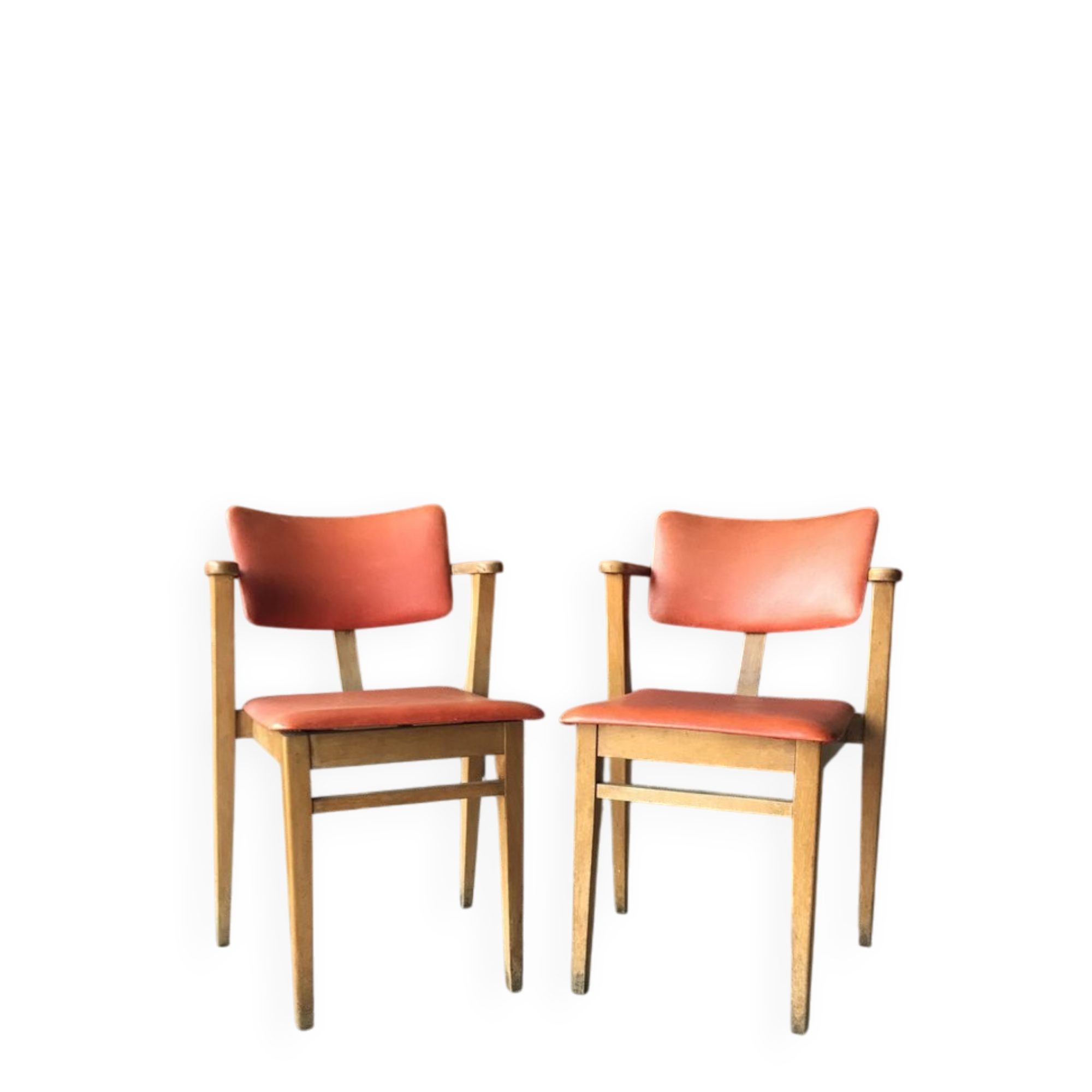 Red Art Deco office chair in wood, Lajos Kozma style, 1940s.