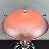 Important Stylized Wrought Iron Lamp with Glass Dome, c. 1930