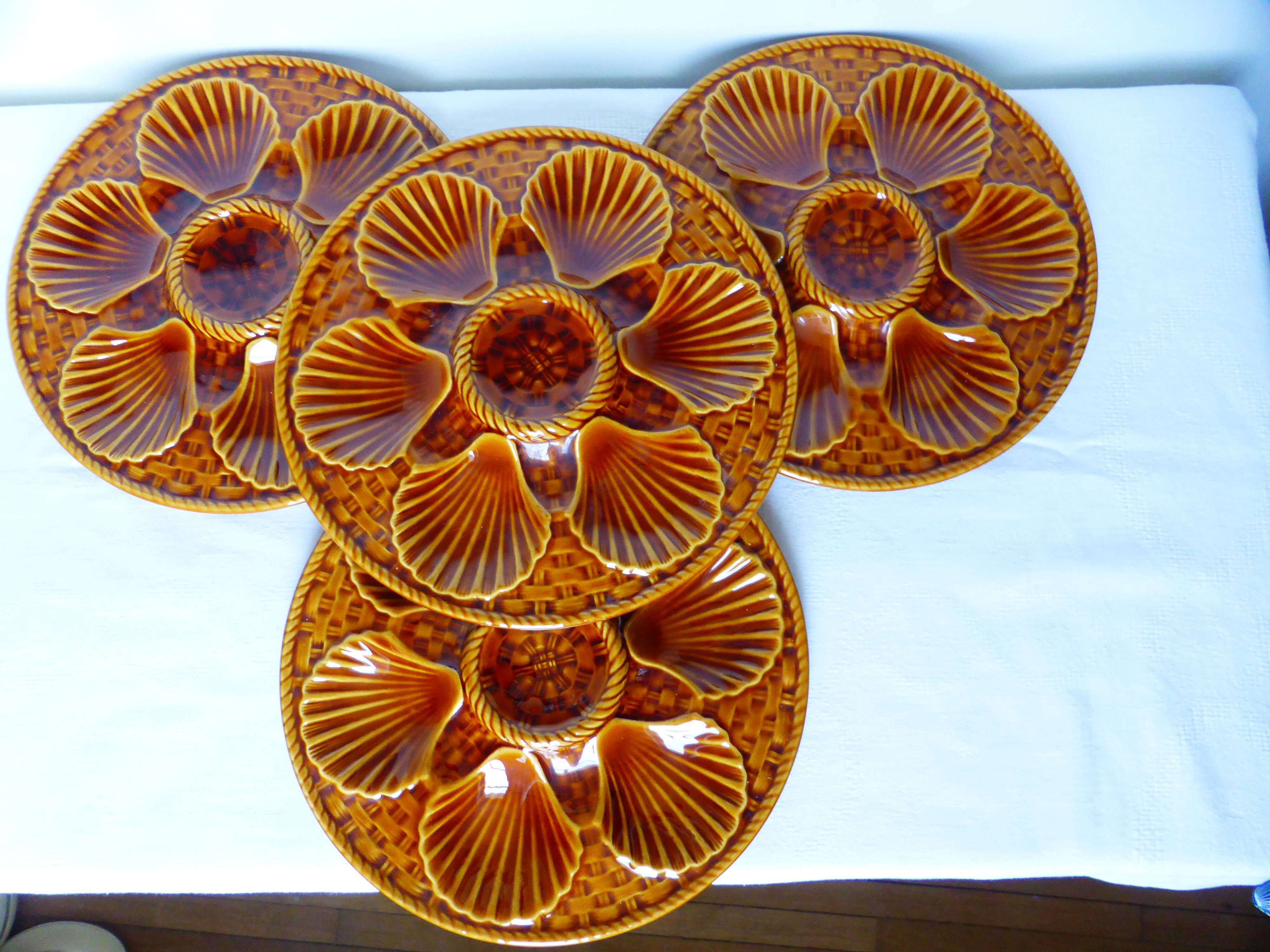 4 vintage oyster plates from Longchamp porcelain 210790