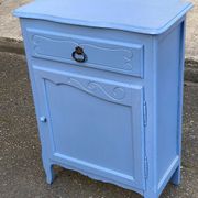 Vintage Louis XV style commode in grey-blue wood.