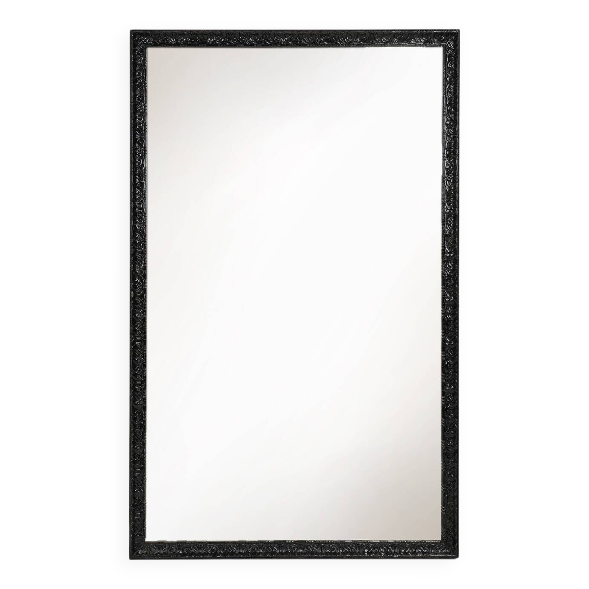 Baroque black large oak fireplace mirror, France ca. 1850