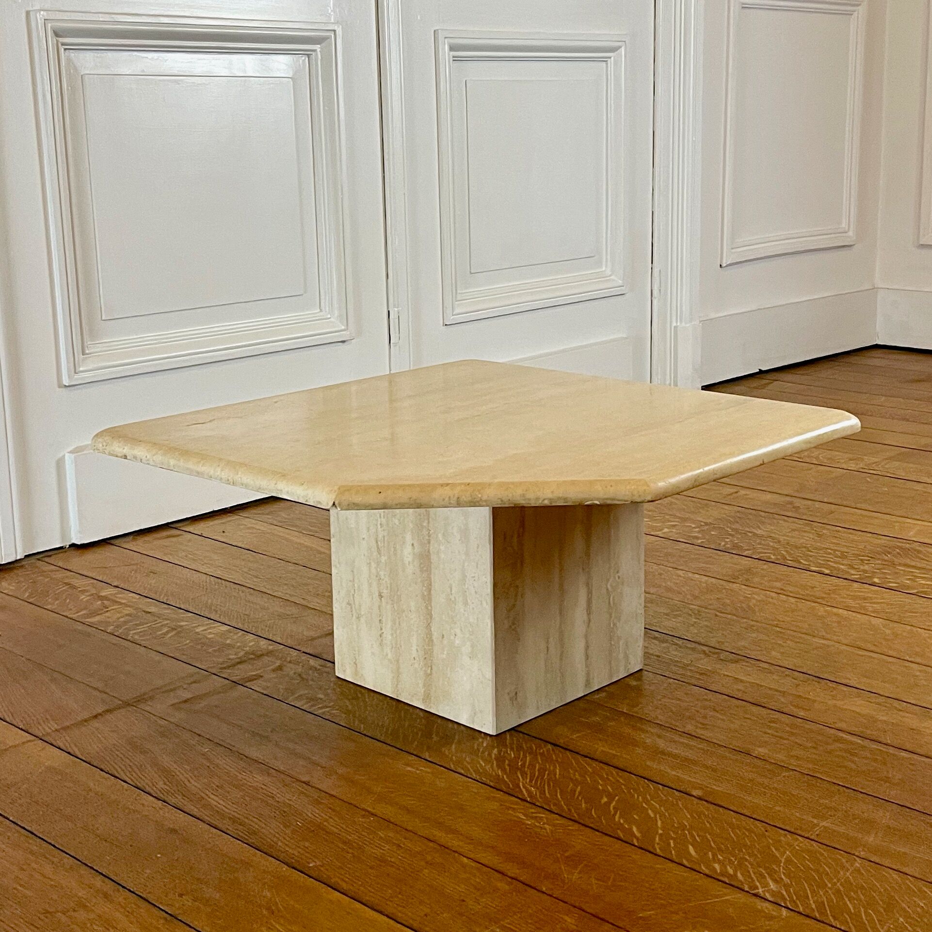 Travertine side table