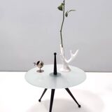 Tripod Beech and Glass Side Table, Italy, 1980s