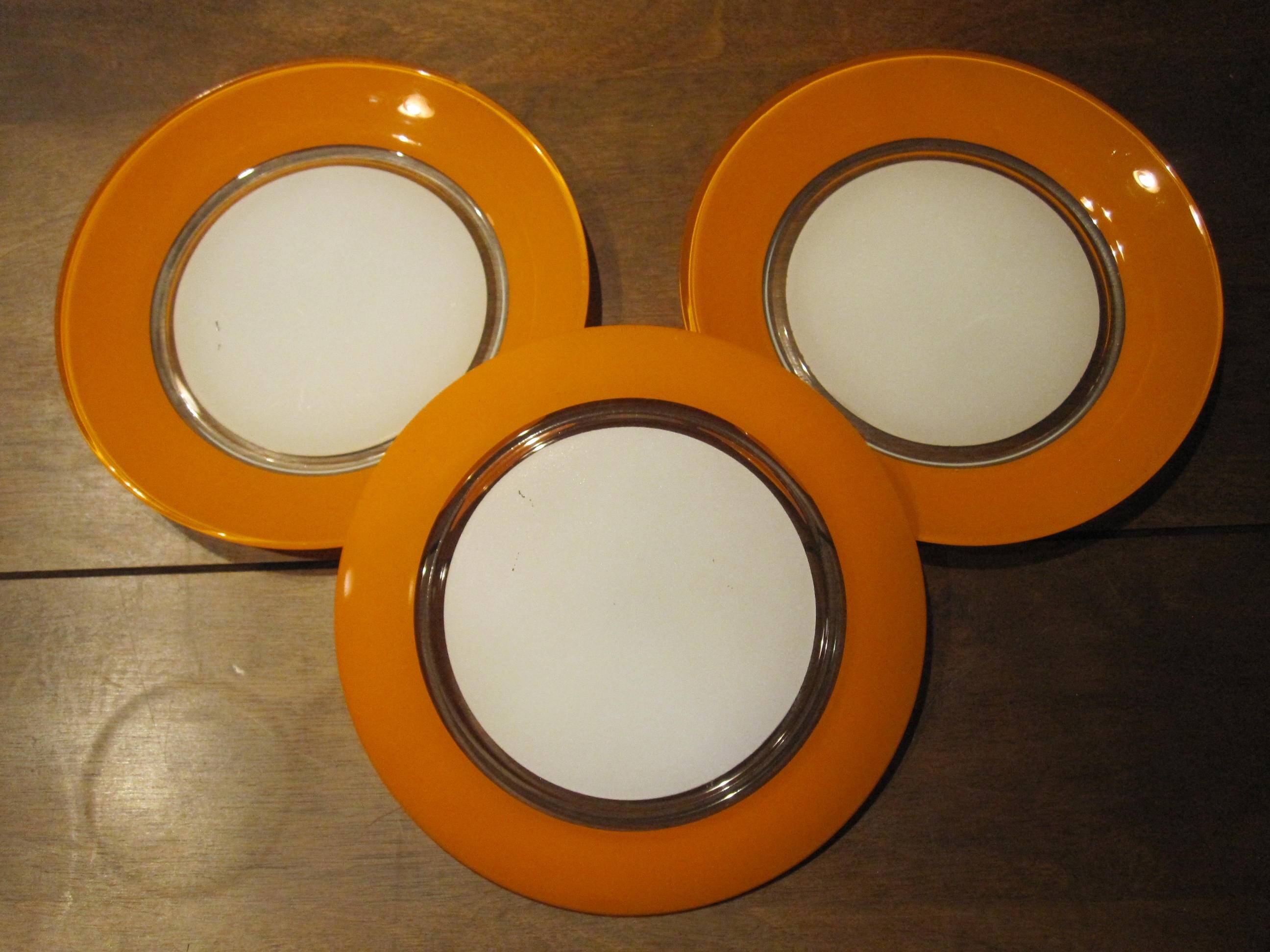 Small vintage orange and white Duralex plates