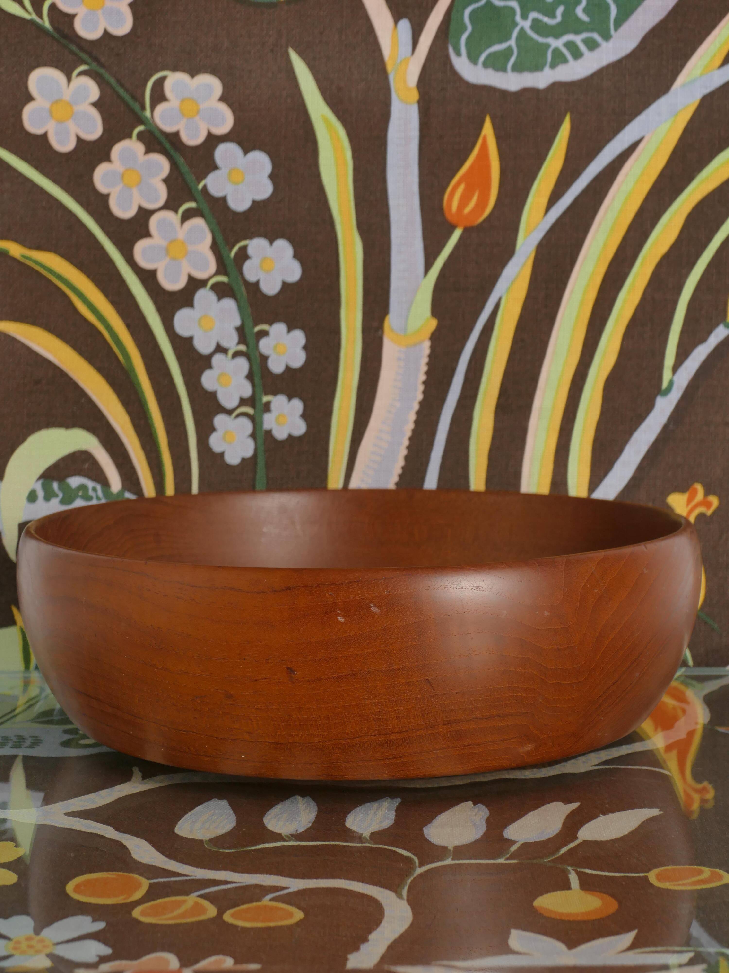 Mid-Century Modern Solid Teak Wood Bowl, Sweden 1960s