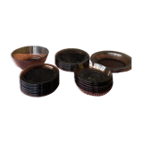 Set of smoked glass tableware 70s