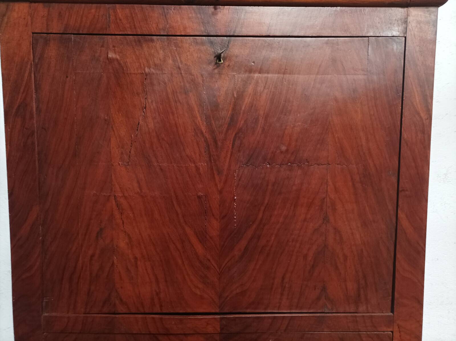 Louis Philippe secretary in oak and walnut burl.