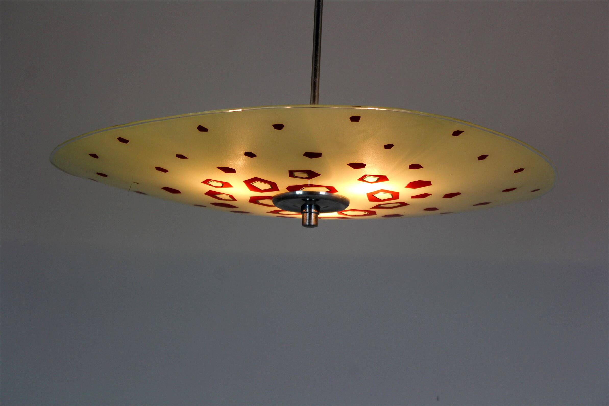 Large Vintage Czechoslovakian Opaline Glass Pendant Lights, 1970s, Set of 2