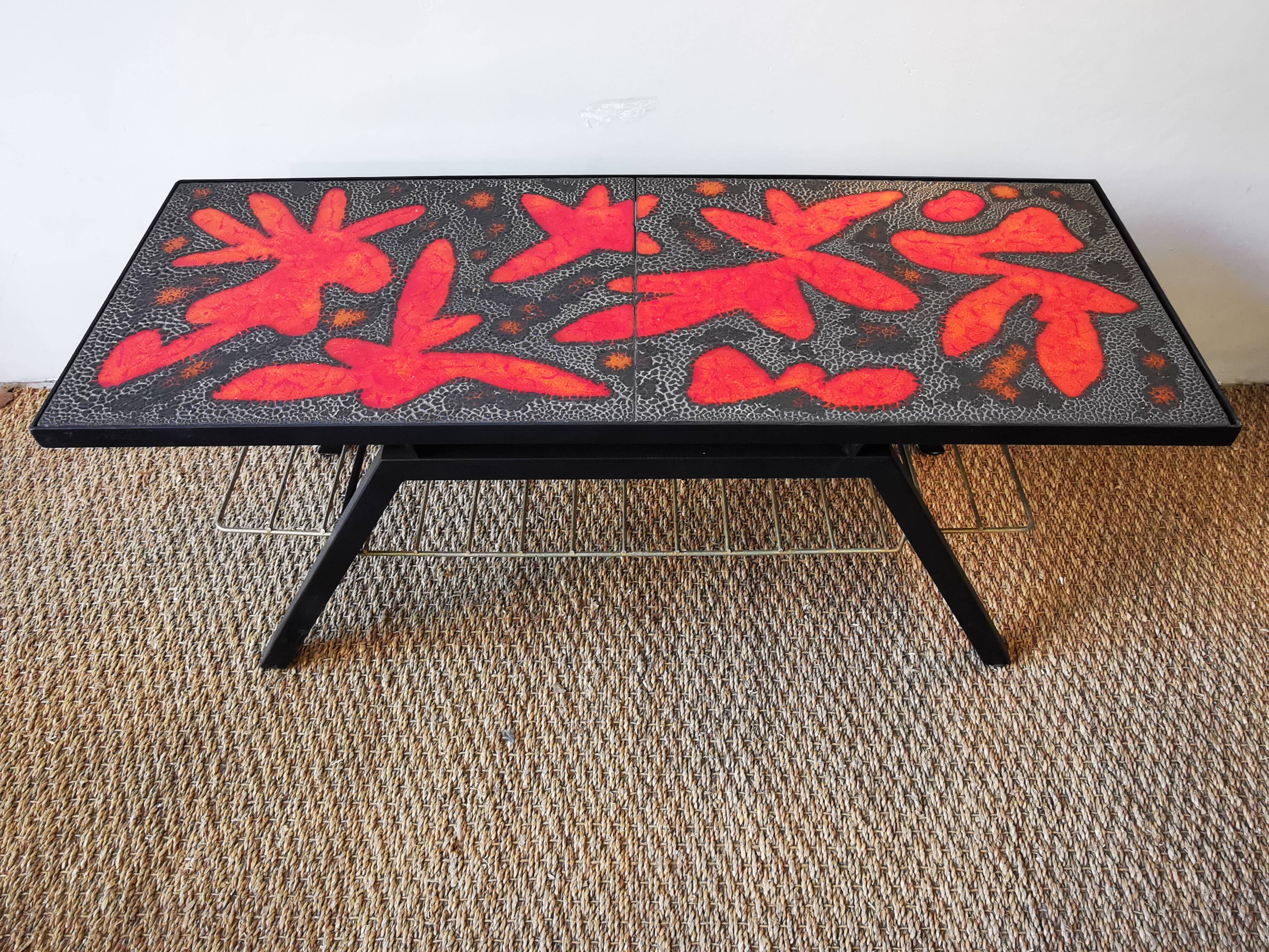 Coffee table of the "cloutier brothers" in lava stone 50s
