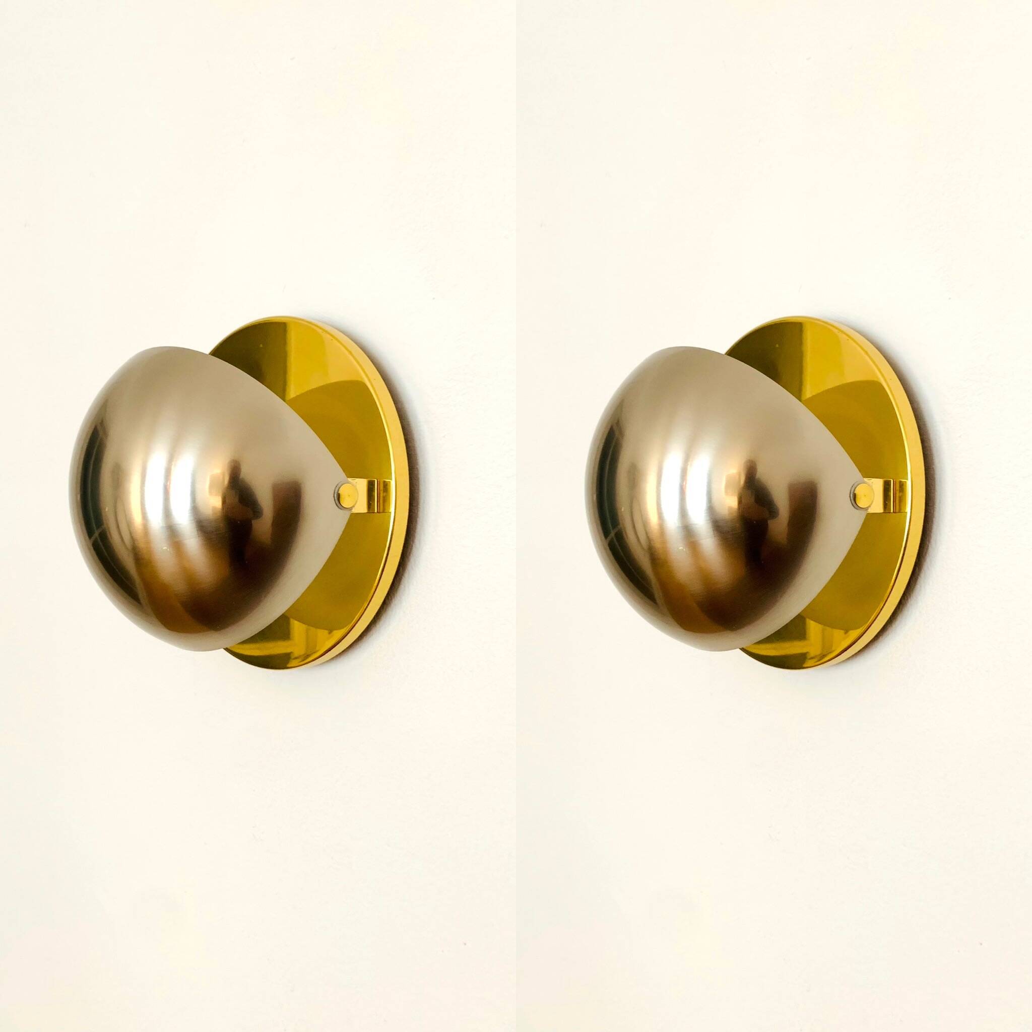 Set of 2 1970s Bicolor Space Age Wall Lamps by Sölken