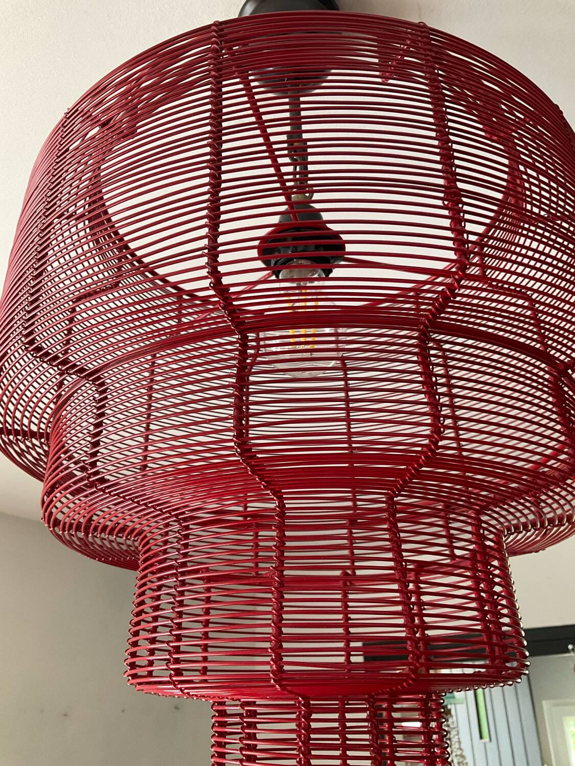 Vintage metal cage chandelier from the 80s