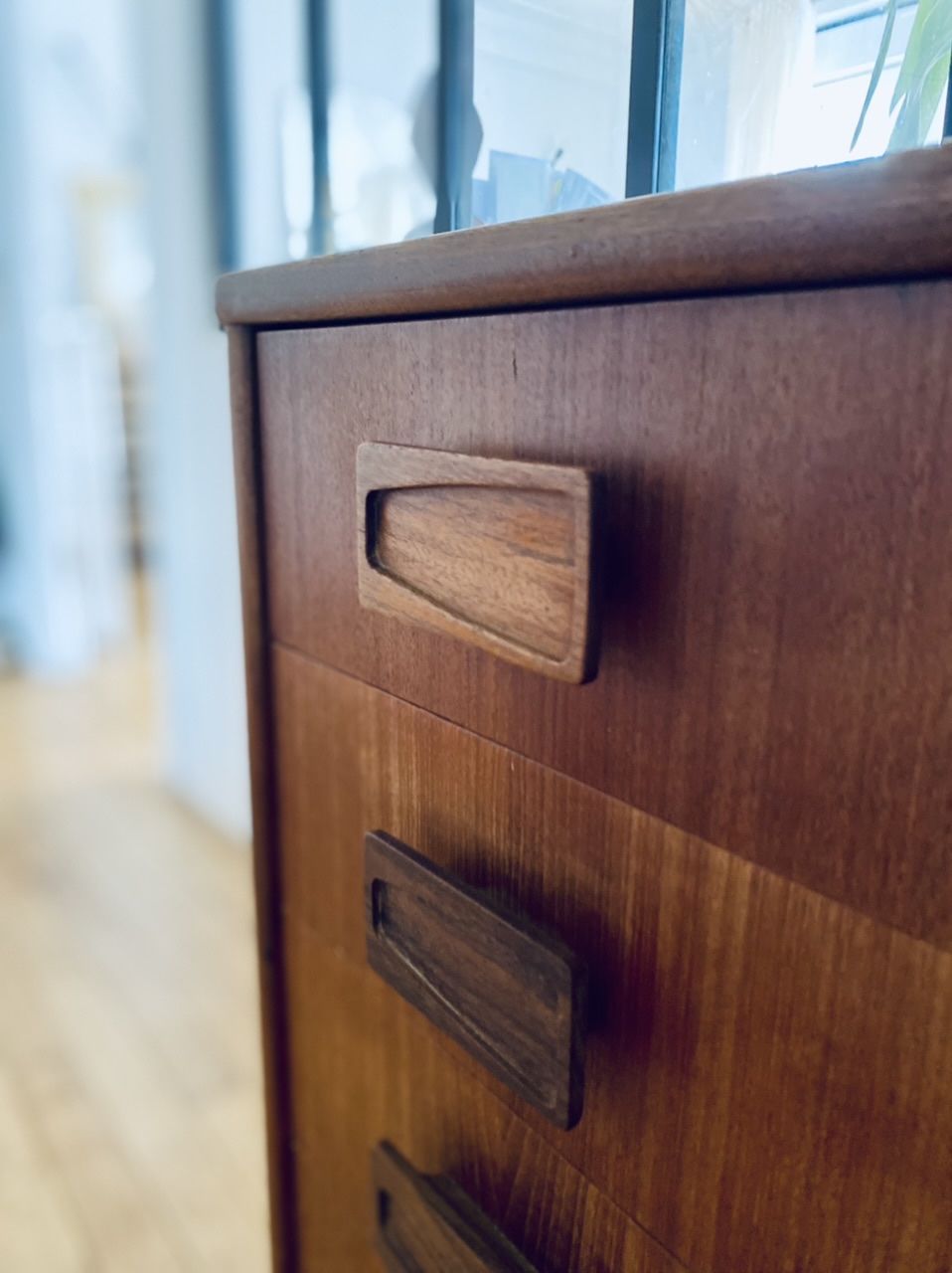 Scandinavian style chest of drawers in vintage teak