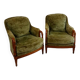 Green English bergere armchairs